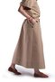 Beige Color Women's Shirt and Elastic Waist Midi Skirt Set - 5