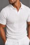 Men's T-Shirt White Polo Collar Knitwear Short Sleeve - 2
