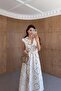 Chain Embroidered Natural Brown Dress - 2