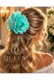 Luxurious Large Volume Water Green Turquoise Rose Flower Hairpin Hair Clip Accessory - 2