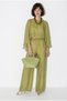 Women's Oil Green Cape Blouse Elastic Waist Tie Loose Trousers Beach Suit 4152 60286385 - 3