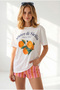 Women's White Orange Printed Boyfriend Cotton T-Shirt Tsh-19001015 - 4