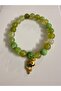 Green aquamarine natural stone bracelet koi charm - 4