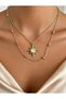 Gold Color Star Figured Double Chain Necklace - Elegant and Modern Design - 3