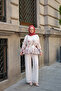Women's Inner Lined Floral and Leaf Patterned Waist Tie Tulle Set White - 2