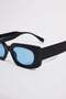 Women's Black Thick Frame Light Blue Glass Uv 400 Protection Sunglasses - 4