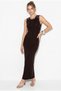 Women's Bitter Coffee Stone Embroidered Crew Neck Thick Strap Ribbed Wrap Maxi Dress Öe261008 60286401 - 2