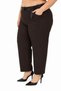 Plus Size Elastic Waist Belted Pocketed Lycra Mom Women's Trousers