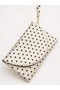 Cream Polka Dot Women's Clutch Bag with Curved Cover Portfolio Handbag - 2