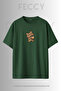 Premium Coffee Drinking Bear Printed Theme Unisex Oversize Women's T-Shirt Men's T-Shirt Cotton Oversize T-Shirt