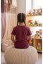 Children's Burgundy Color Short Sleeve Printed Pajama Set - 4