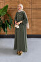 Women's Floral Patterned Linen Hijab Dress - 6
