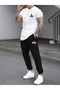 Men's Cotton Logo Printed T-Shirt Tracksuit Set Crew Neck Casual Comfortable