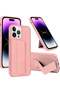 iPhone 16 Pro Pink Magnetic Kickstand Case with Premium Silicone, Vertical & Horizontal Hand Strap, and Multi-Stand