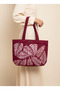 Burgundy Botanical Hand-Painted Canvas Tote Bag - 4