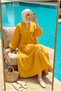 Women's Dark Yellow Modal Fabric Layered Hijab Dress (Unlined) - 2
