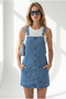 Women's Blue Pocket Denim Salopet Dress Elb-19002684 - 4