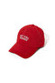 Embroidered Hat Red Fabric Top with White Embroidery Cotton Unisex Vintage Red Hat Adjustable - 2
