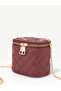 حقيبة نسائية صغيرة مبطنة ومرقعة بحزام سلسلة وحزام كتف - 6