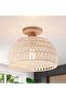 Rattan Ceiling Light, Boho Semi Recessed Ceiling Light, Handmade Rattan Lighting Fixtures