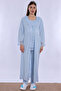 Cotton Long Robe Maternity Nursing Pajama Set Effortt - Blue - 3