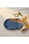 Navy Blue & Brown Reactive Glaze Ceramic Decorative Plate | 33×23 cm - 2