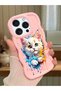 iPhone 16 Pro Compatible Case with Camera Protector Pink Silicone Couple Phone Case Cat Pattern