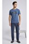 Men's Short-Sleeved Blue Plaid Pajama Set