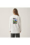 Nubarco White Oversize Wide Cut Long Sleeve 100% Cotton Summer Korean Food Printed Tshirt