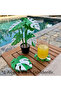 Monstera Variegata Decorative Set of 6 Leaf Coasters with Flower Pot