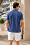 Men's Indigo Polo Collar Embroidered Pique T-Shirt - 5
