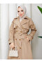Double Button Windbreaker Hijab Trench Coat Rc3143 - 6