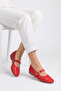 Nikol Women's Genuine Leather Ballerinas - Red - 6