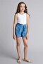 Blue Denim Shorts with Belted Tie for Girls G6380A826Sm - 2