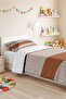 Brown Geometric Youth Room Single Pique Set - Striped 160X220 cm Quilted Bedspread - 2