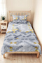 Geometric Gray Young Room Single Decorative Pique Set - Gold 160X220 cm Quilted Bedspread - 4