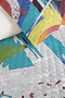 Geometric Colorful Youth Room Single Pique Set - Abstract Turquoise Purple 160X220 cm Bedspread - 3