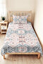 Geometric Bohemian Powder Young Room Single Pique Set-Ethnic Mint 160X220 cm Quilted Bedspread - 2