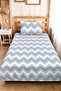 Blue Zigzag Geometric Youth Room Single Pique Set-Grey Modern 160X220 cm Quilted Bedspread - 6