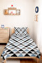 Blue Geometric Young Room Single Pique Set - Gray Modern 160X220 cm Quilted Bedspread - 6