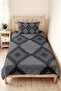 Anthracite Geometric Young Room Single Pique Set - Gray Striped 160X220 cm Quilted Bedspread - 2