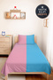 Pastel Pink Blue Young Room Single Pique Set - Minimal Two Colors 160X220 cm Bedspread