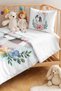 Floral Raccoon Pink Girls' Pique Set-Pastel Watercolor Blue Baby Room Bedspread-160X220 cm - 2