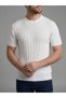 Men's Beige Corded Fabric Knitwear Slim Fit T-Shirt - 4