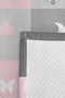 Pastel Patchwork Gray Girls' Pique Set-Lilac Pink Minimal Baby Room Bedspread-160X220 cm - 7