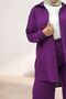 67051 Plus Size Muslin Suit with Cuffed Sleeves and Trousers - Plum - 2