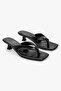 Women's Alisse Black Leather Flip-Flop Heeled Slippers - 2