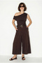 Women's Bitter Coffee High Waist Belted Pleated Detailed Wide Leg Skirt Trousers 3320 60286408 - 5