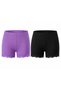 Women's Lace Ribbed Boxer Set of 2 95% Cotton 5% Elastane High Waist Stretchy Boxer Briefs (1 Lilac + 1 Black) - 2