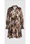 Double-Breasted Collared Leopard Print Lined Belted Dress Lum381** - 2